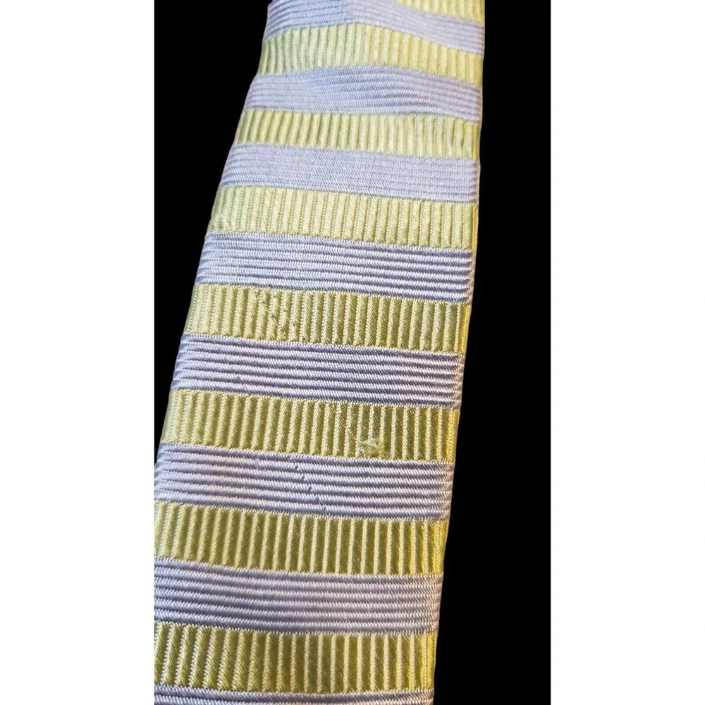 Gianni‎ Long Made In Italy Tie Hand Made 100% Silk Yellow Striped Necktie